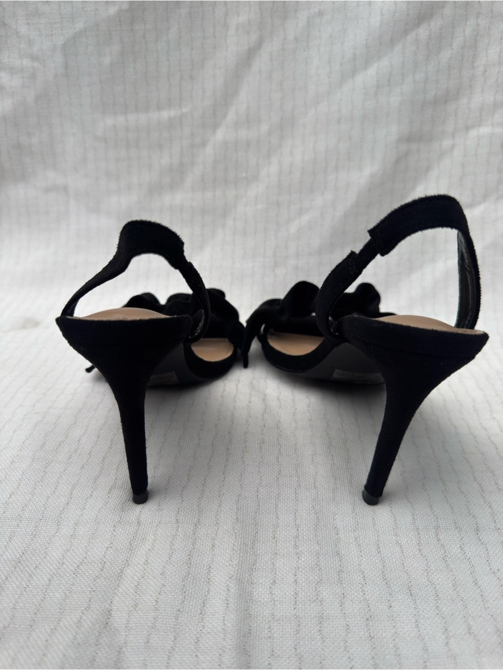 Lulu's Rosa Suede Ruffle Slingback Heels - Picture 11 of 12